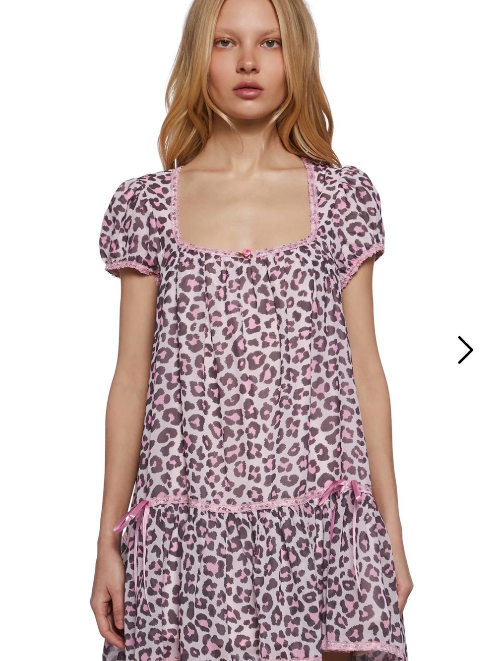 Sugar Thrillz Pink Leopard-Print Short Sleeve Babydoll dress